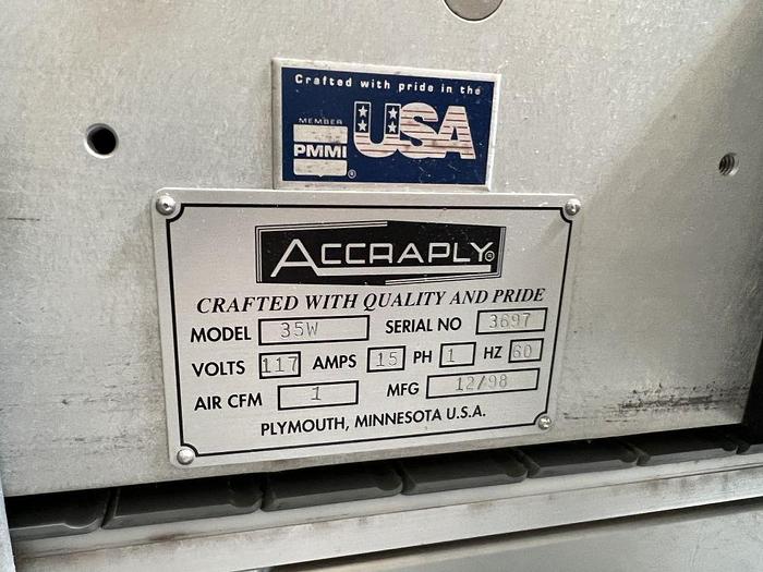 Used Labeler, Pressure Sensitive, Accraply, Model 35W, Conveyor #S744752