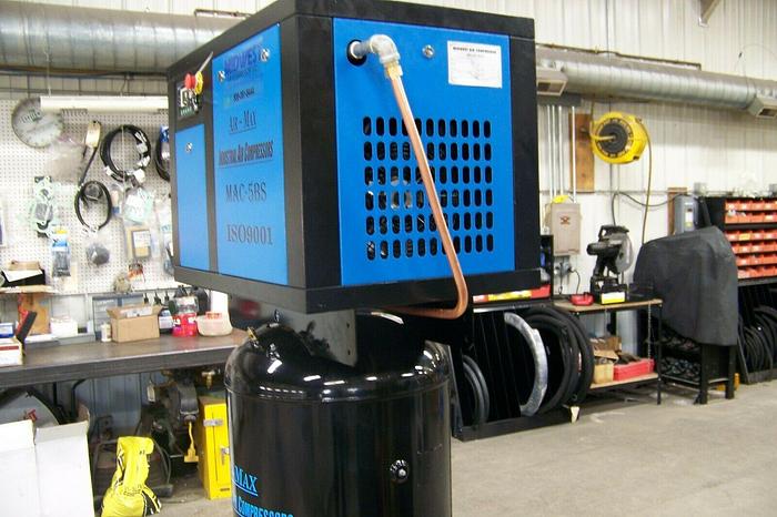MAC-5BSVSD80V 5hp 1phase Rotary Screw Air Compressor 80 V tank 12 Year AIR-MAX Warranty