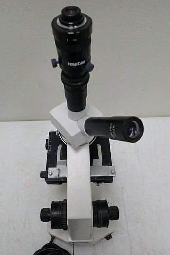 Used Parco 9505087 Microscope with 4 Objectives & Navitar 16mm CCTV Lens F/1.6 Japan