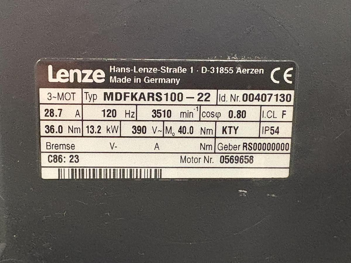 Gebraucht LENZE MDFKARS100-22 Motor 00087106