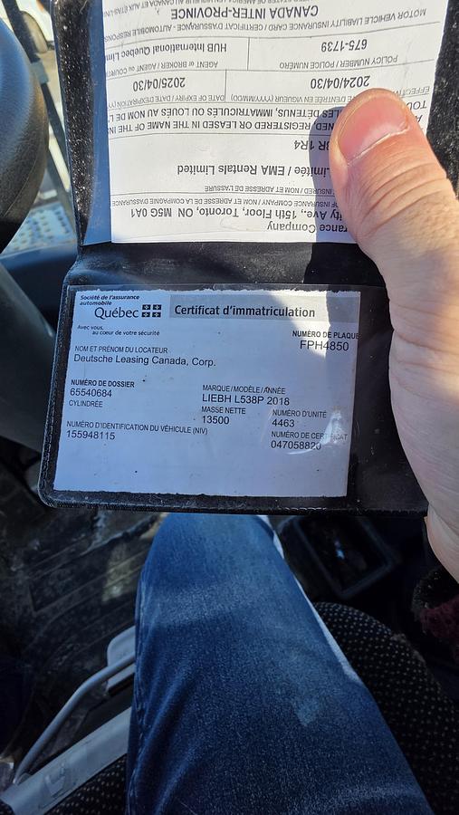 Used 2018 Liebherr L538