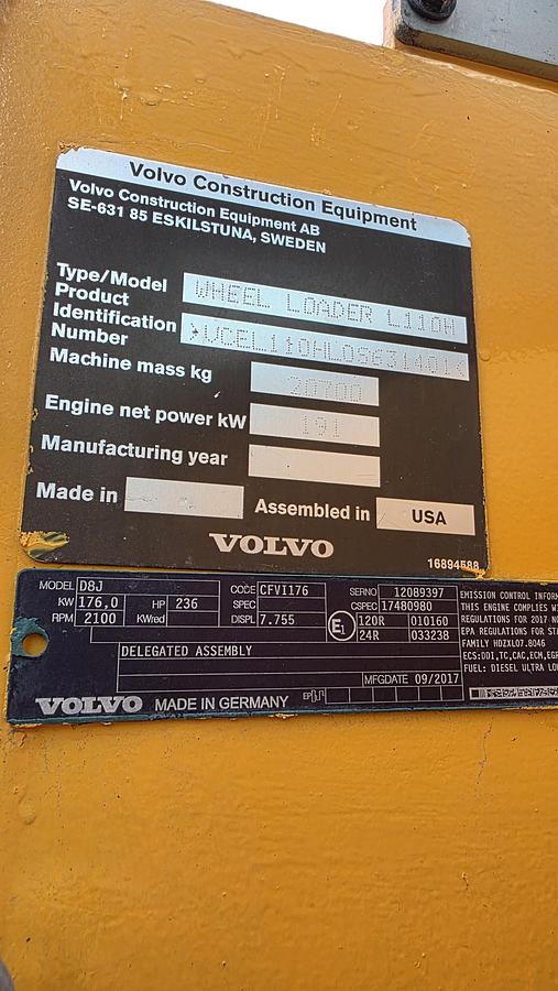 Used 2018 Volvo L110H