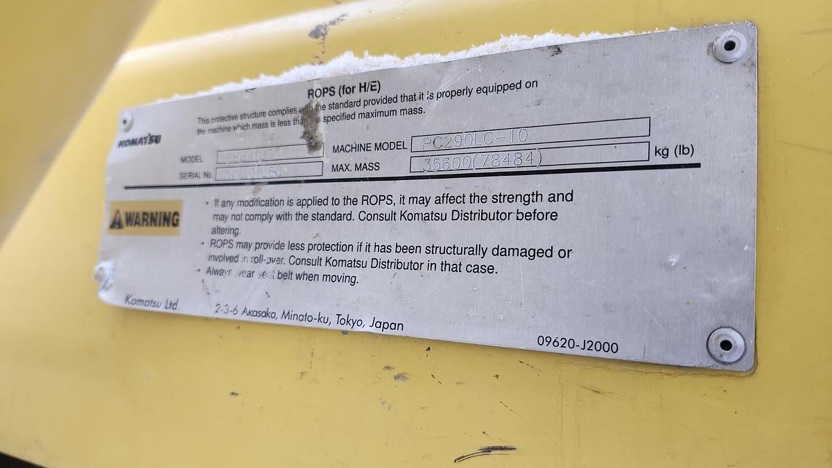 Used 2012 Komatsu PC290LC10