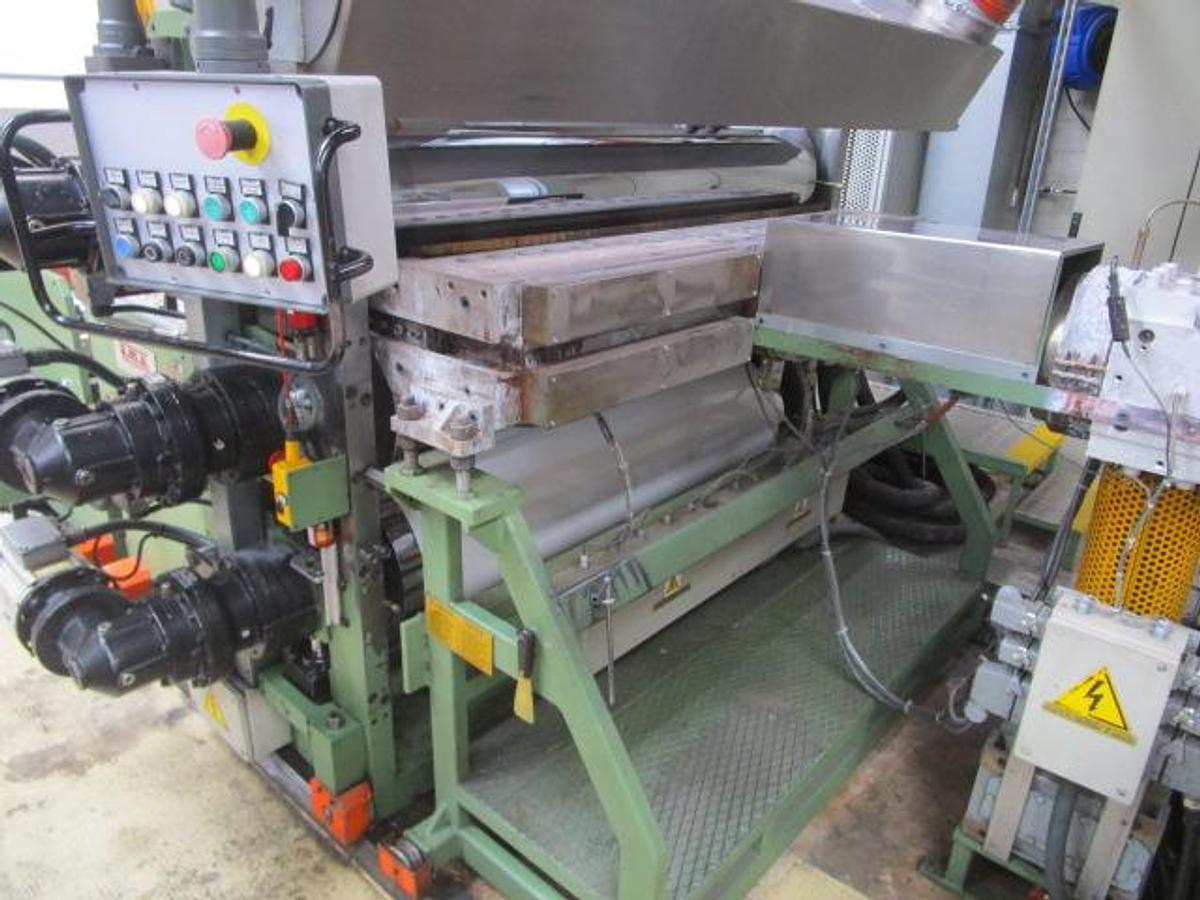 Used Amut EA120 sheet extruder 1600 mm.wide, 1300 kg/h 2000-2008