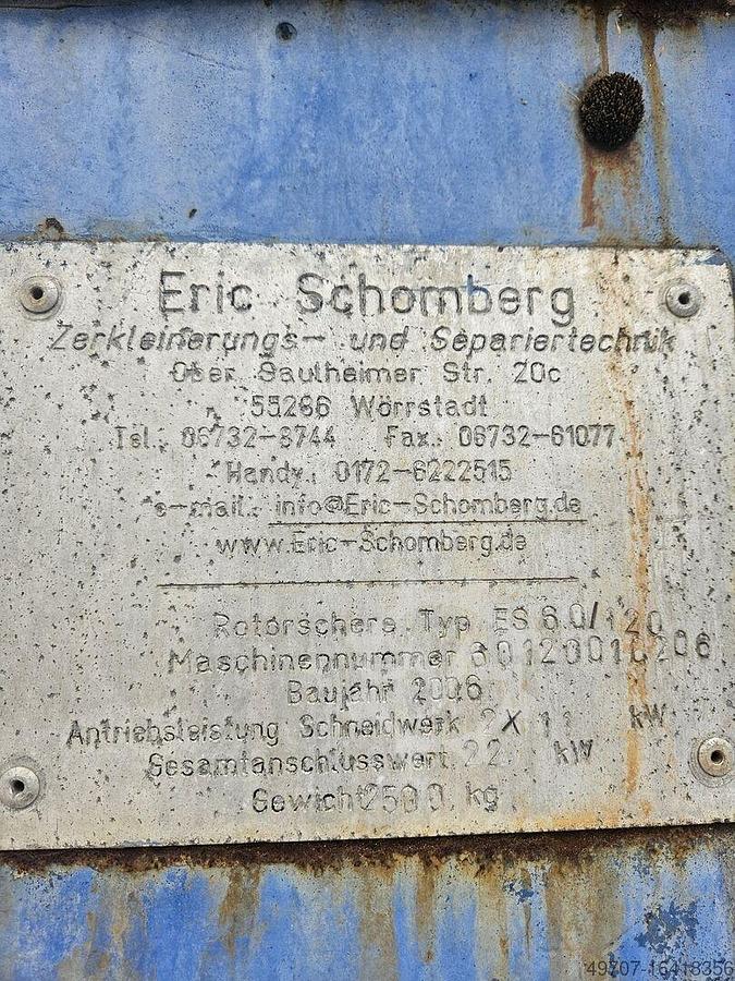 Used DUAL SHAFT SHREDDER 1.200 x 600 mm 22 kW