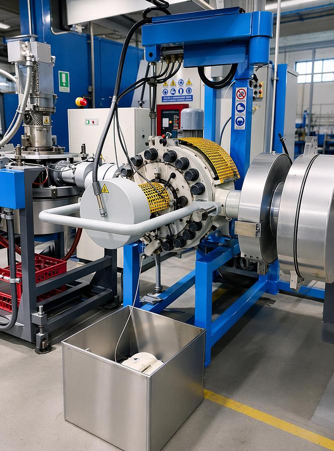 Refurbished extruder cdm prealpina,500 kg/h.+FIMIC ras400, pe,pp,pc,ps,abs, reconditioned.