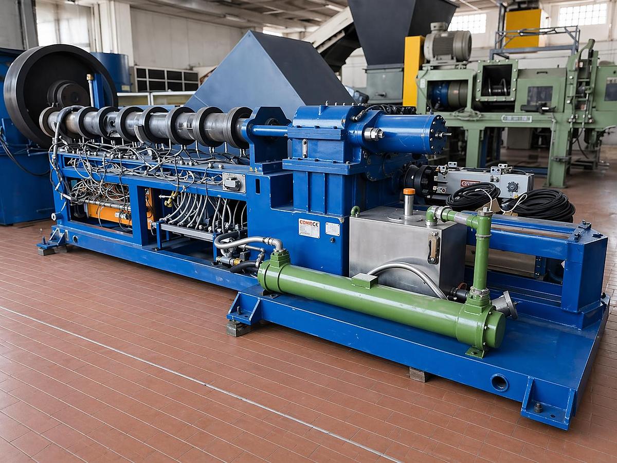 Refurbished Twin-screw compounding extruder COMAC EBC60 co-rotating 60 mm diam. 42 L/D