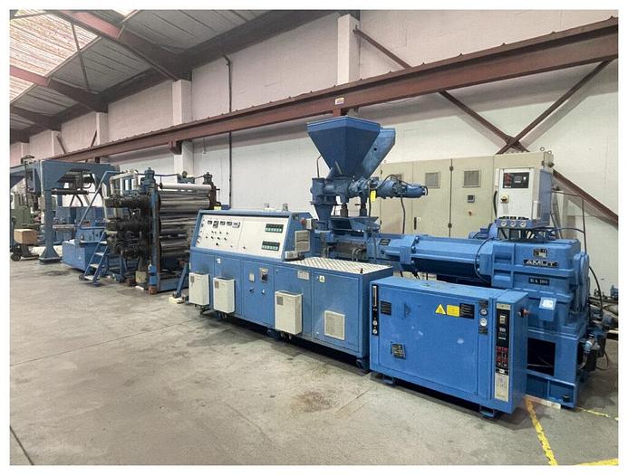 Used AMUT TWIN SCREW PVC SHEET LINE 1000 mm. 250 kg/h Ref.TX122