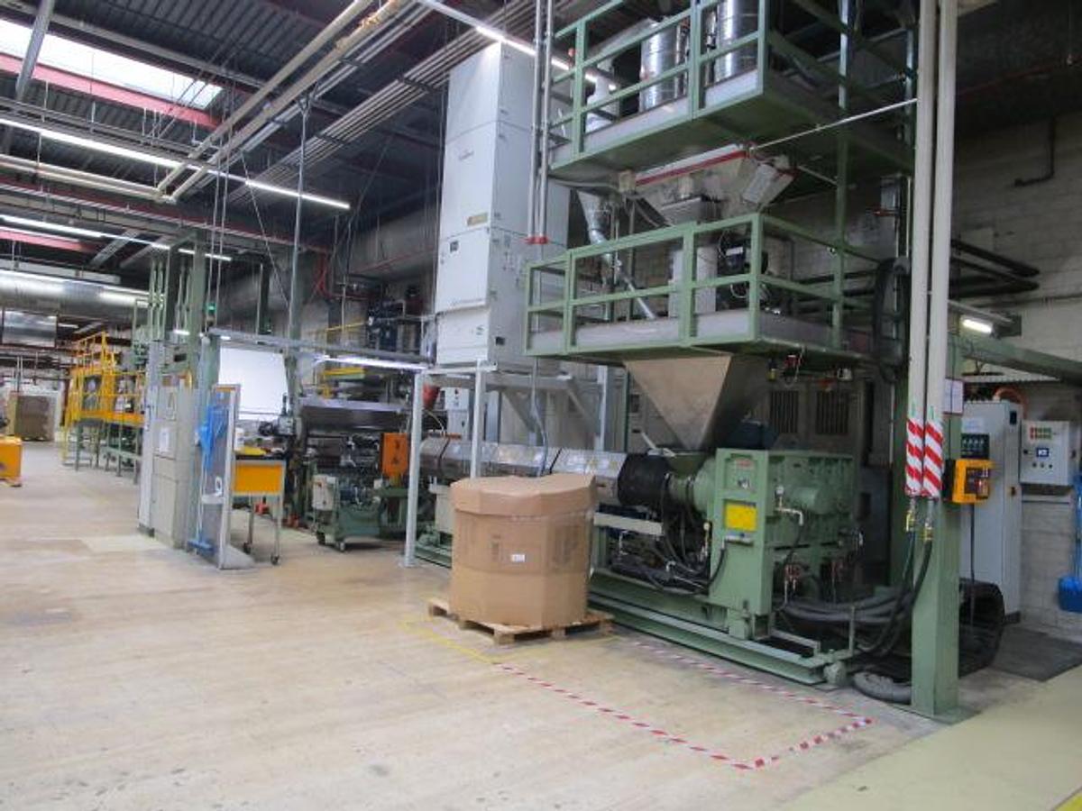 Used Amut EA120 sheet extruder 1600 mm.wide, 1300 kg/h 2000-2008