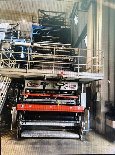 Used 2011 TECOM 3 LAYERS BLOWN FILM LINE S.65+65+65 30 L/D D.350 mm. DW 1.000 mm.
