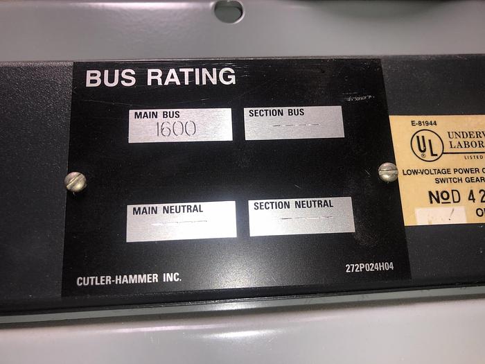 Used CUTLER HAMMER DS II METAL ENCLOSED LV SWITCHGEAR