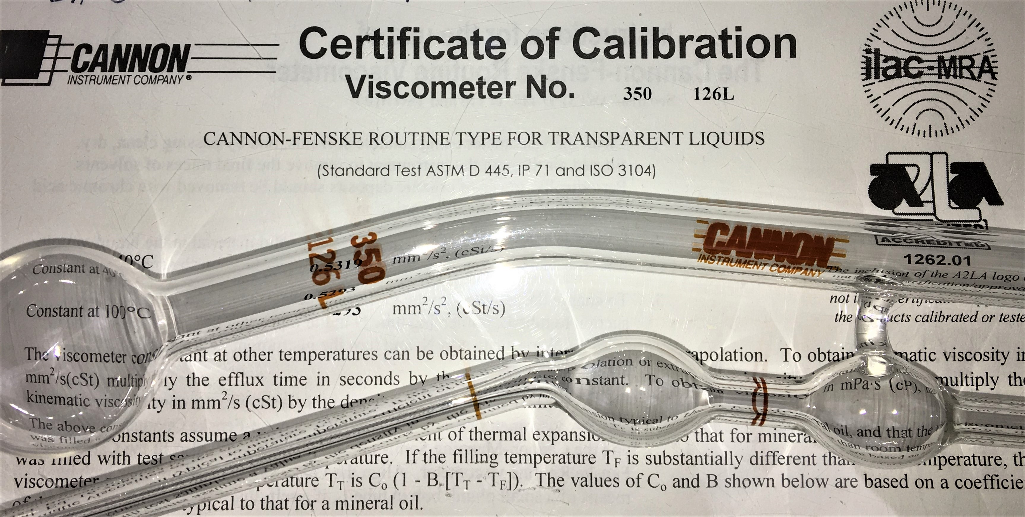 New Open Box Cannon-Fenske CFRC-350 (9721-B71) Certified Routine Viscometer Tube - Size 350