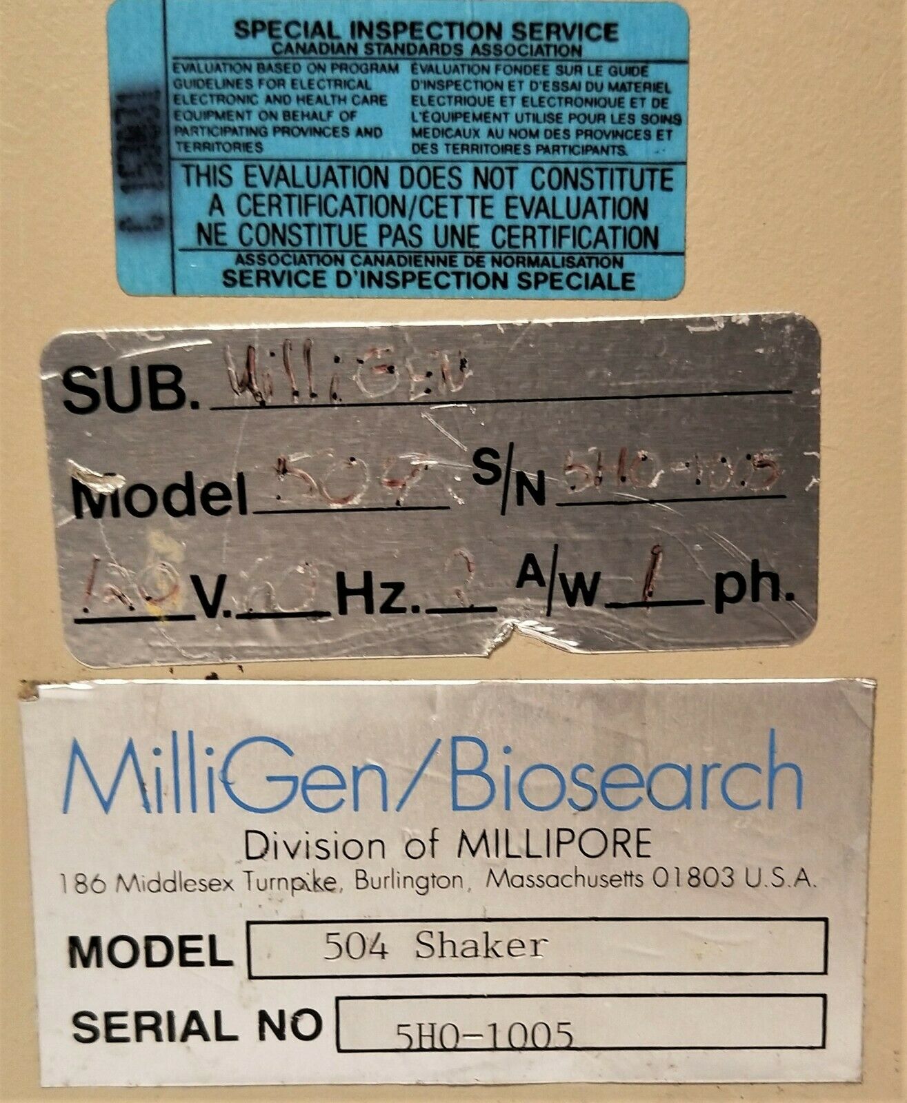 Used Millipore MilliGen 504 Fixed-Speed Wrist-Action Shaker