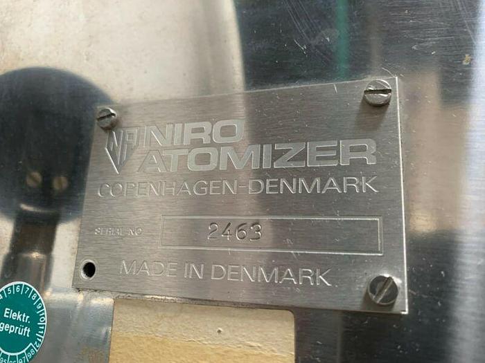 Used Niro Mobile Minor Stainless Steel Spray Dryer  7 Kg Per Hr Evaporation Rate