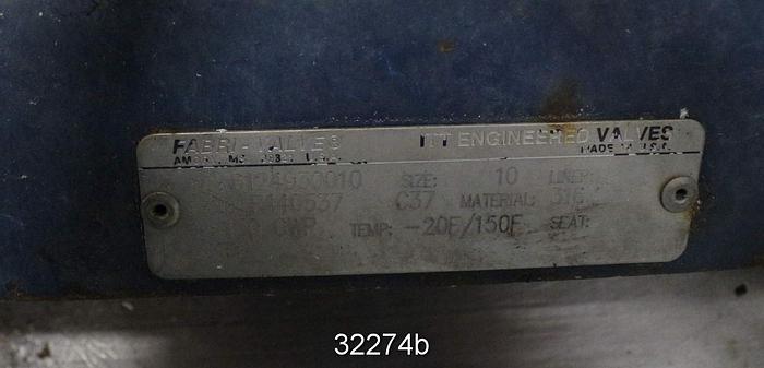 Used Fabri 10" Hand Operated Knife Gate Valve #32274