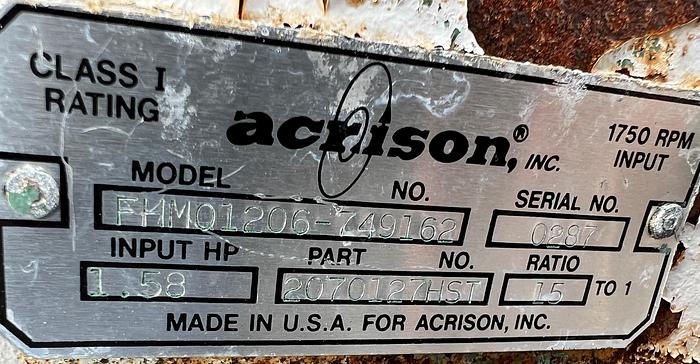 Used Feeder, Screw, Acrison, Loss-in-Weight, Stainless Steel #S744802