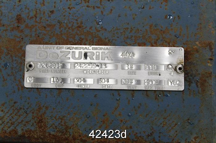 Used Dezurik 14" Hand Operated Knife Gate Valve #42423