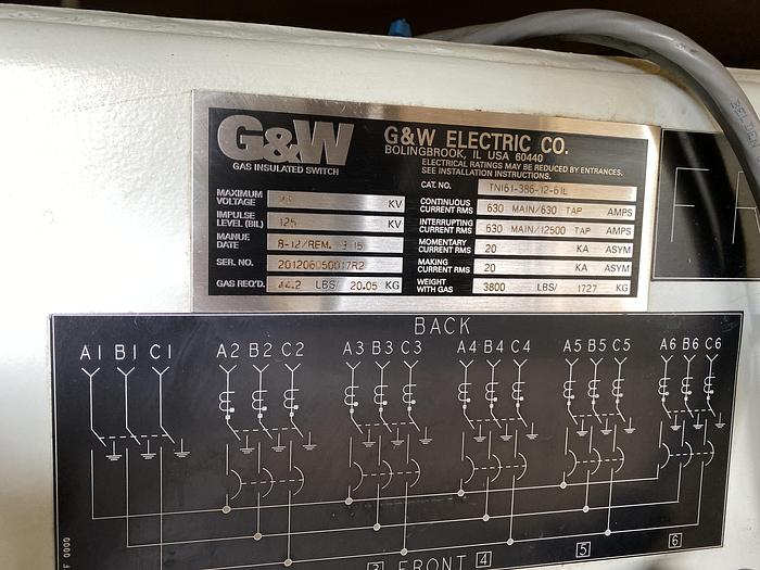 Used G&W 27 kV 6-way 600A pad mount switchgear
