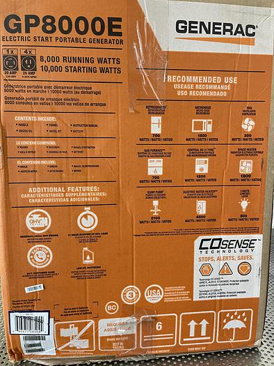 Generac GP8000E Electric Start Portable Generator 8000W COsense Technology