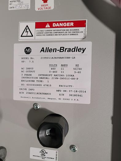 Used Allen Bradley 21VD011A3AYNANCOBN-LR Powerflex 70 AC Drive
