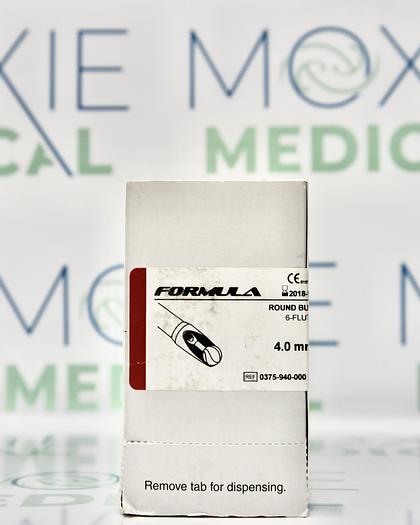 STRYKER 375-940-000 ROUND BUR 6-FLUTE 4.0MM, 1 BOX OF 5