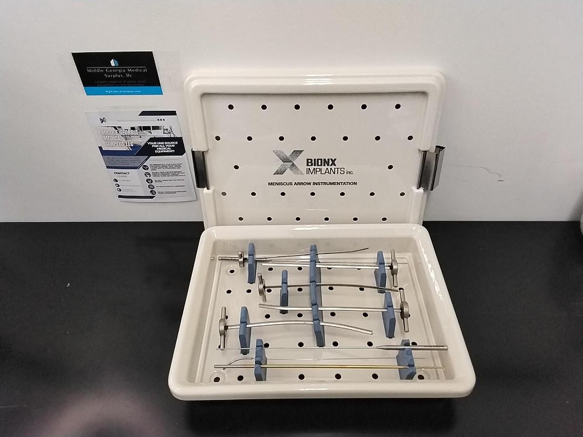 Used Set of 9 Bionix Meniscus Arrows w/ Arthroscopic Instrument Tray