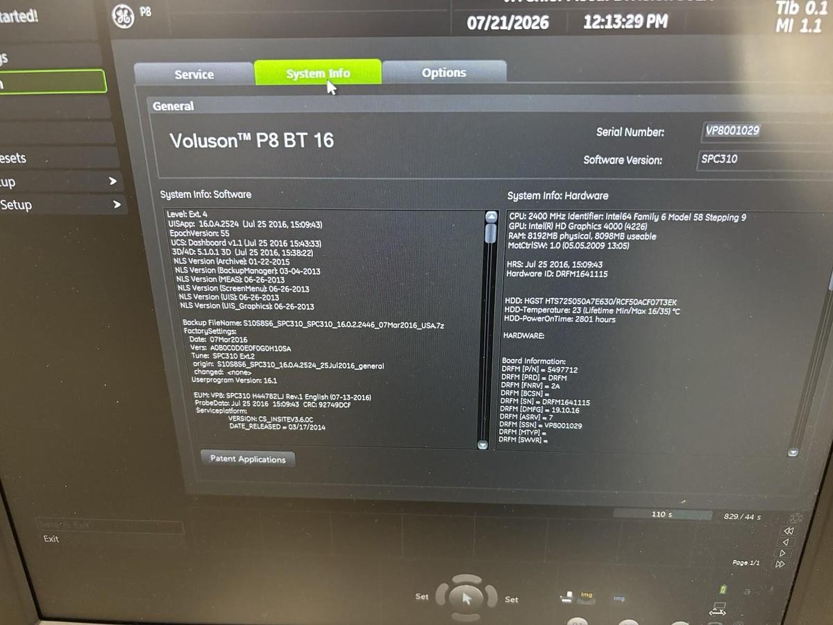 Used GE Voluson P8, 1 Probe 4C 3D/4D Ultrasound