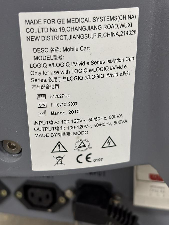 Used Logic E Ultrasound Cart