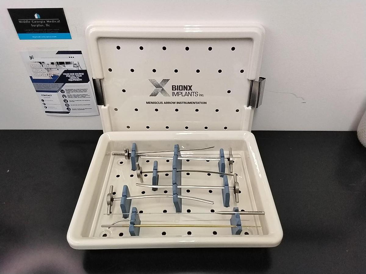 Used Set of 9 Bionix Meniscus Arrows w/ Arthroscopic Instrument Tray