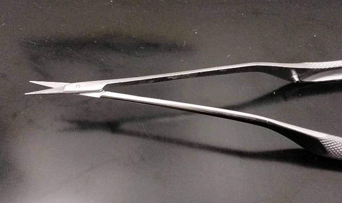 Used Von Mueller Micro Scissors Rhoton Bayonet Thumb Handle w/ Spring, NL3785-032