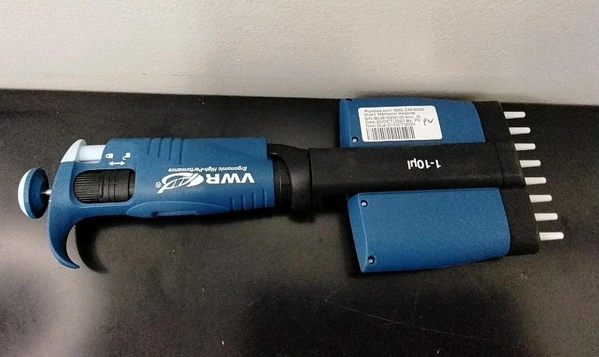 Used VWR Ergonomic High-Performance 1-10ul 8-channel Pippettor