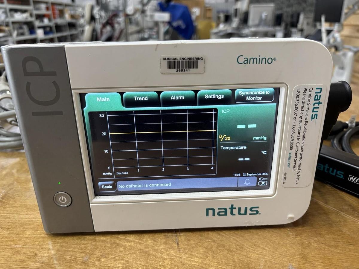 Used Natus Camino Integra CAM02 ICP Monitor, CAMCABL, And MONPWR ac Power Adapter