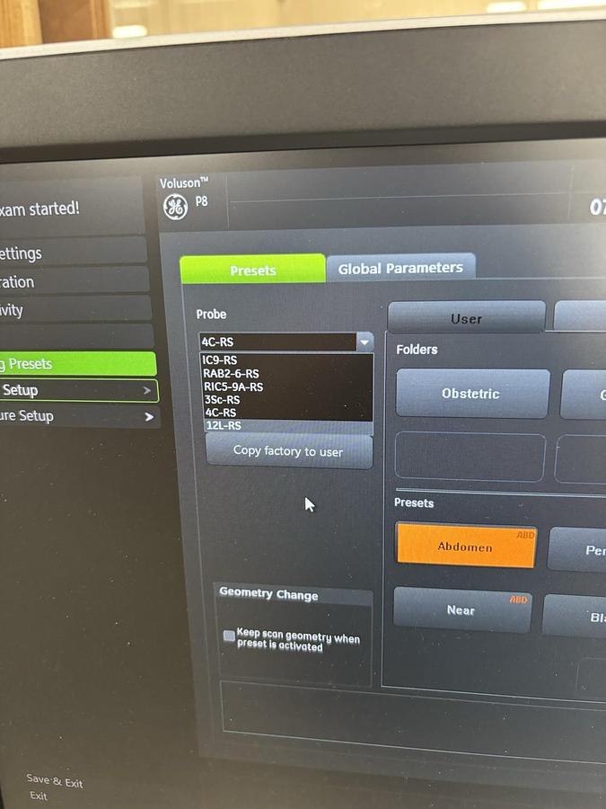 Used GE Voluson P8, 1 Probe 4C 3D/4D Ultrasound