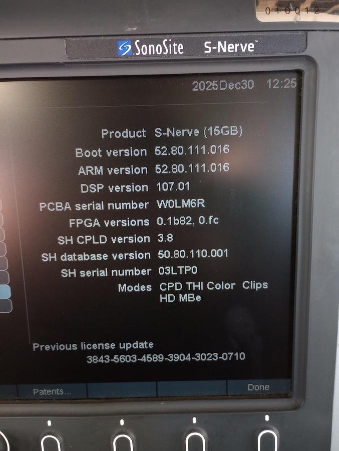 Used 2011 Sonosite S-Nerve Ultrasound System w/ C60×/5-2 MHz Transducer