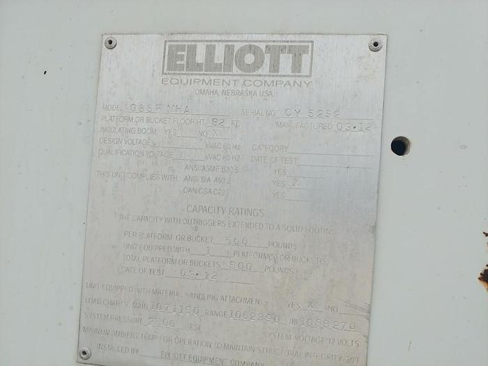 Used Elliott G85R Sign Crane on 2012 International 4300 4x2 Reg Cab Flatbed Truck - 84733