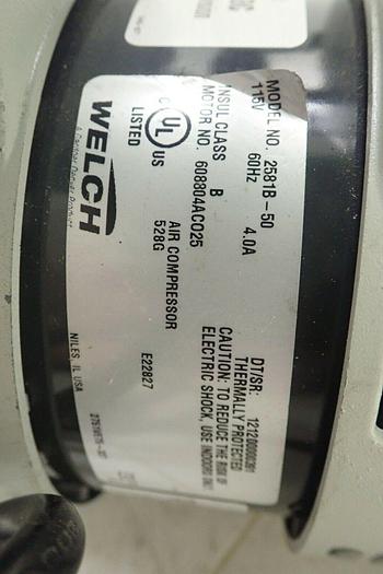 Used Welch Model 2581B-50 Piston Vacuum Pump, 115V 60Hz 4.0A 155752109805