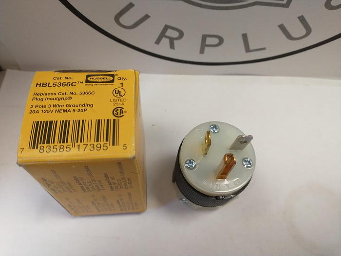 NEW HUBBELL 5366C 20 Amp 125 Volt 5-20P PLUG HBL5366C