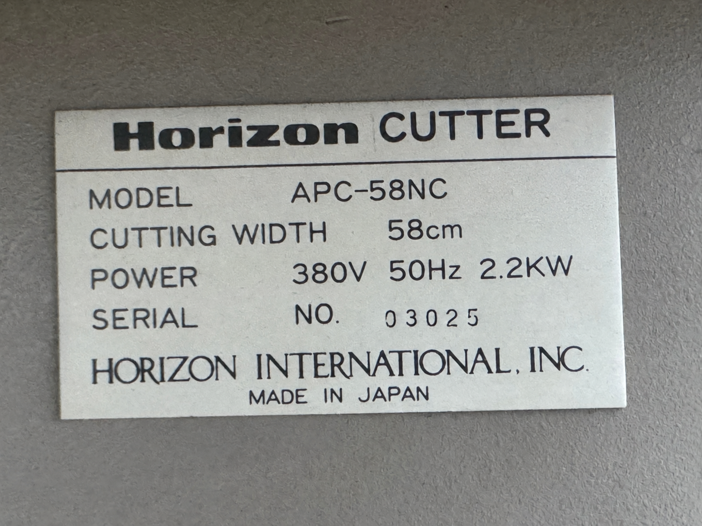 Used 1984 Horizon APC-58NC
