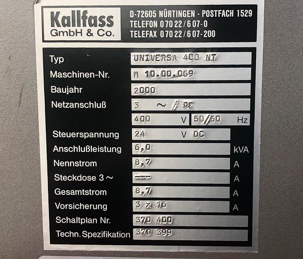 Used Kallfass  Universa 400 NT