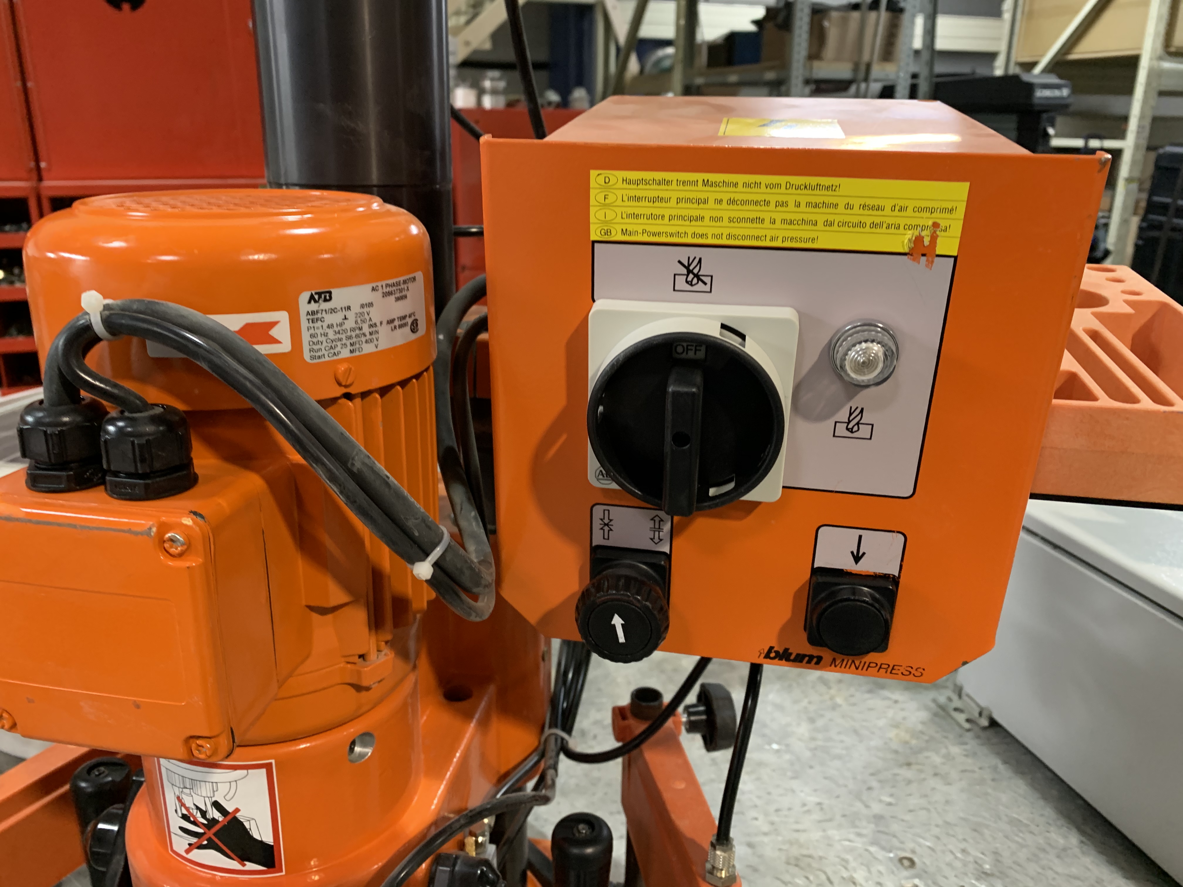 Used 2006 Blum Minipress CA Hinge machine drilling