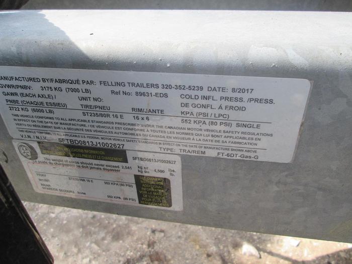 Used 2018 Felling 8' Galvanized Dump Trailer