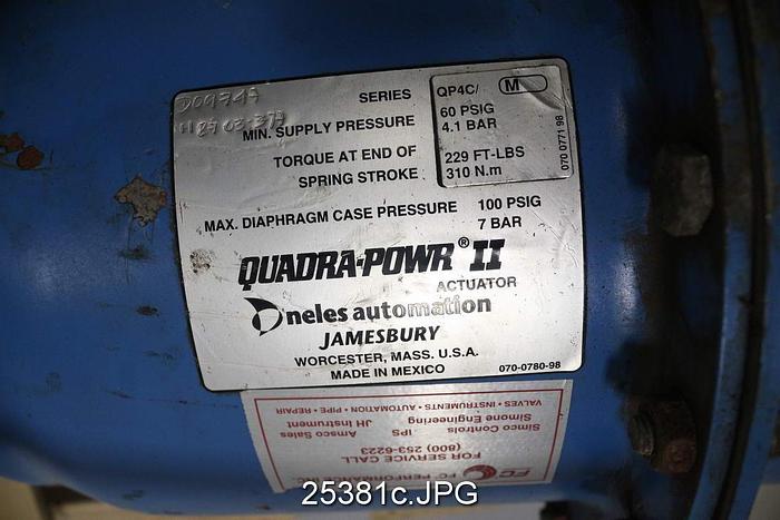Used Neles Jamesbury  Butterfly Valve, 815W-11-2236-Xz, Steel Body, 316 Disc, 316 Seat, 285 Psig Max Shutoff, Qudra-Powr Qp4C/M, Stone L Positioner #25381