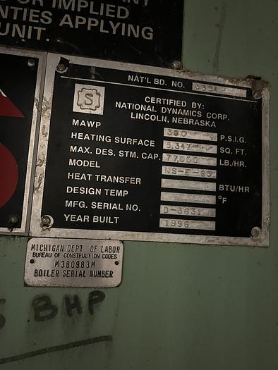 Used NEBRASKA BOILER, MODEL NS-E-63 #44653