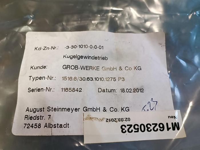 Geschliffener Präzisions Kugelgewindetrieb, D63mm, 1275mm, Steinmeyer, neu