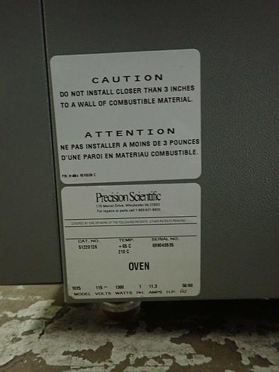 Used Precision Scientific 51220126 Model 1025 Econotherm Laboratory Oven