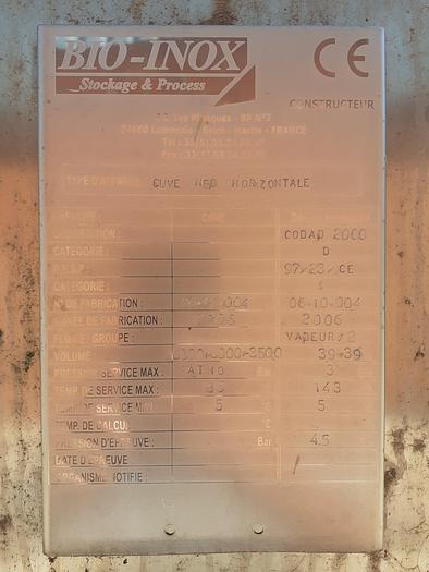 Used Depósito de inox horizontal de 15.000 litros