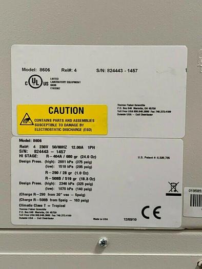 Used Thermo Scientific 8606 -86 ºC Ultra Low Laboratory Freezer 23 Cu Ft 230V