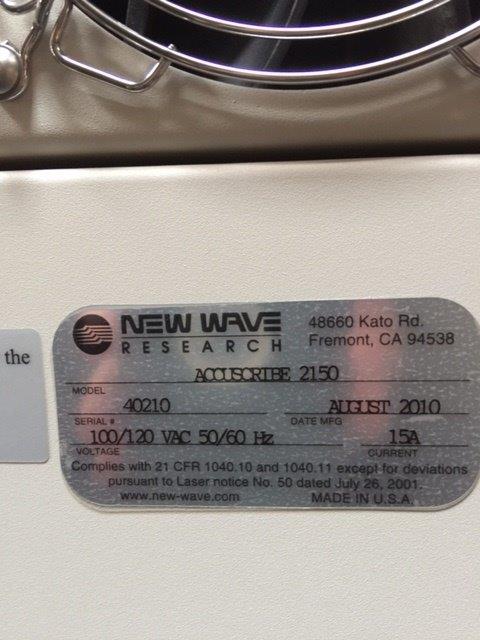 Used Newwave Research Accuscribe 2150 Laser Scribe System - Auto production model