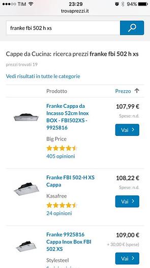 Usato CAPPA FRANKE FBI 502 XS (52 CM)