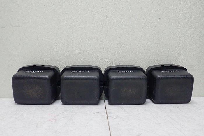 Used Set of 4 Sorvall 11053 Rotor Buckets with 2 00997 Red Inserts & 2 Green Inserts